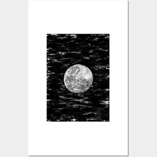 Full Moon In The Night Sky Monochrome. For Moon Lovers. Posters and Art